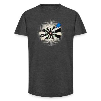 strahlende Dartscheibe mit blauen Dartpfeil - Long Fit Männer T-Shirt - Anthrazit - Vorne - AI Model Male 185 light (185cm)