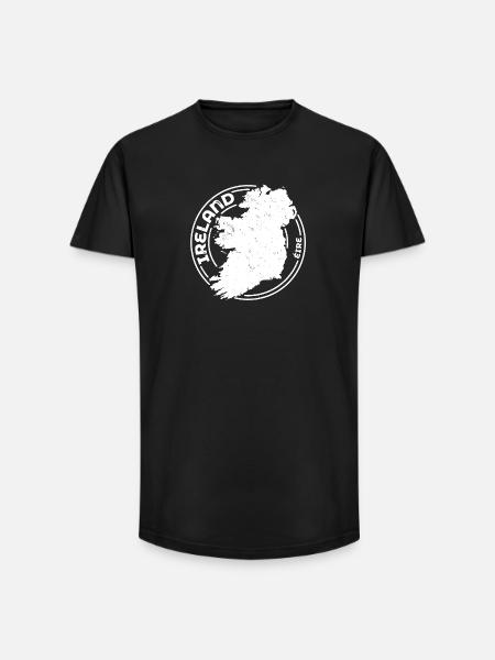 Ireland | Irish Map | Island Outline Stamp Design - Long Fit Men's T-Shirt - black