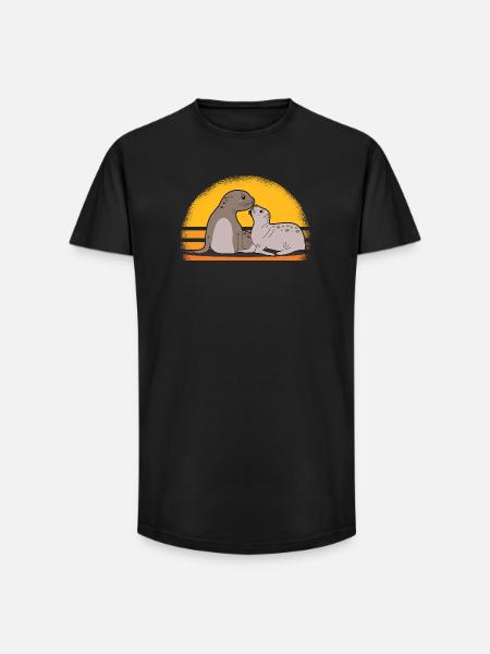 Seal med baby søde sæler sæler gave - Long fit herre T-shirt - sort