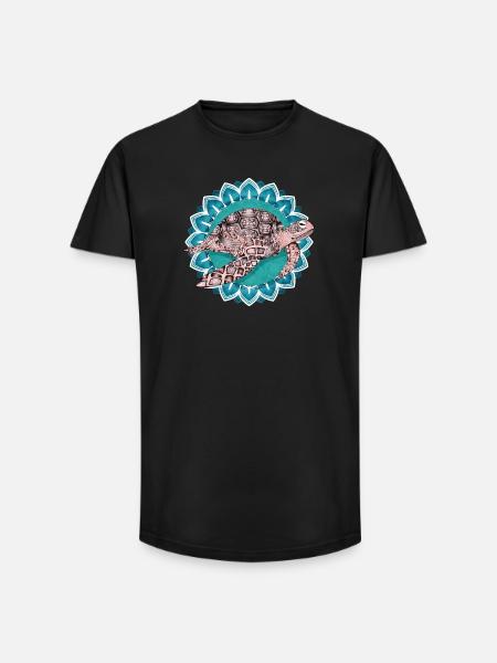 fascinating mandala with sea turtle - Long Fit Men's T-Shirt - black
