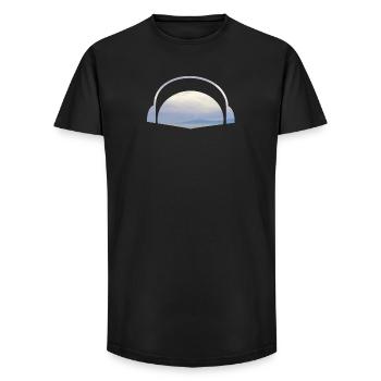 Sonnenuntergang Kopfhörer - Long Fit Männer T-Shirt - Schwarz - Vorne - AI Model Male 185 light (185cm)