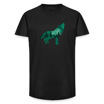 Climate Change Environmental Protection Wolf - Long Fit Men's T-Shirt - black - Front - AI Model Male 185 light (185cm)