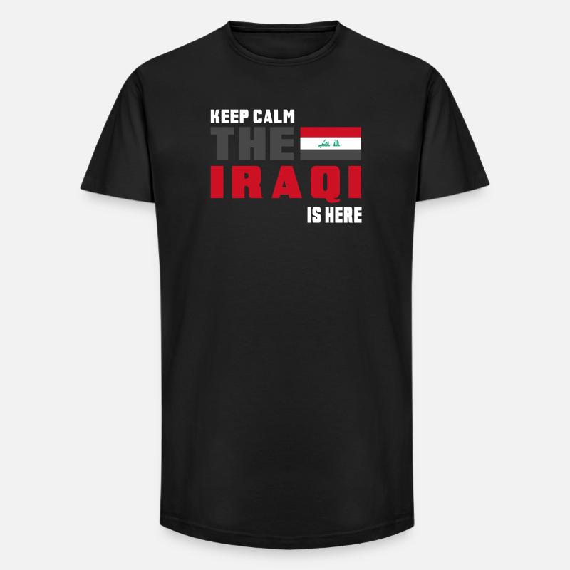 Keep Calm Irak Flaggen Design - Long Fit Männer T-Shirt - Schwarz