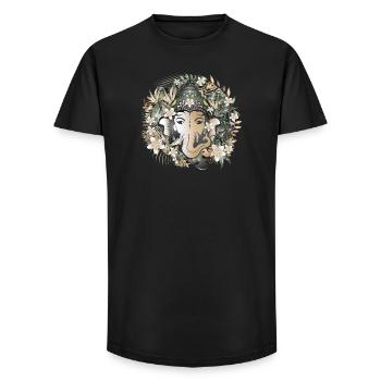 Elefanten Gott Ganesha inmitten des Dschungels - Long Fit Männer T-Shirt - Schwarz - Vorne - AI Model Male 185 light (185cm)