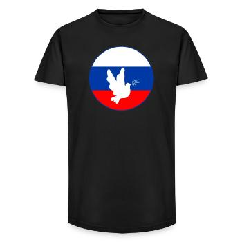 Russland Fahne Taube - Long Fit Männer T-Shirt - Schwarz - Vorne - AI Model Male 185 light (185cm)