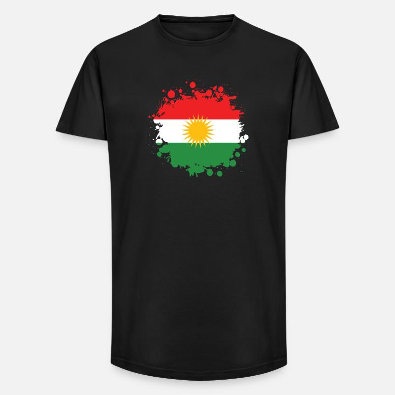 Conception de drapeaux Splash Kurdistan - T-shirt coupe longue homme - noir