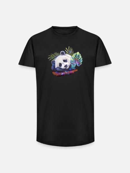 Panda - Long Fit Men's T-Shirt - black