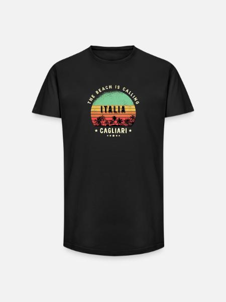 Cagliari Italy beach design - Long Fit Men's T-Shirt - black