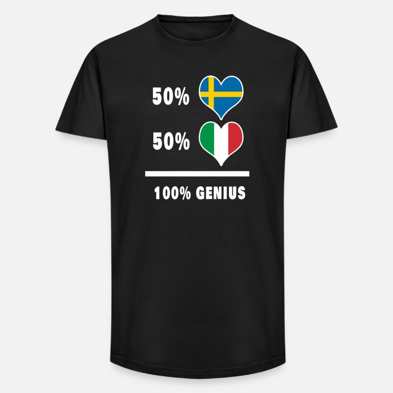 Italia y Suecia Genio / presente - Camiseta long fit hombre de algodón - negro