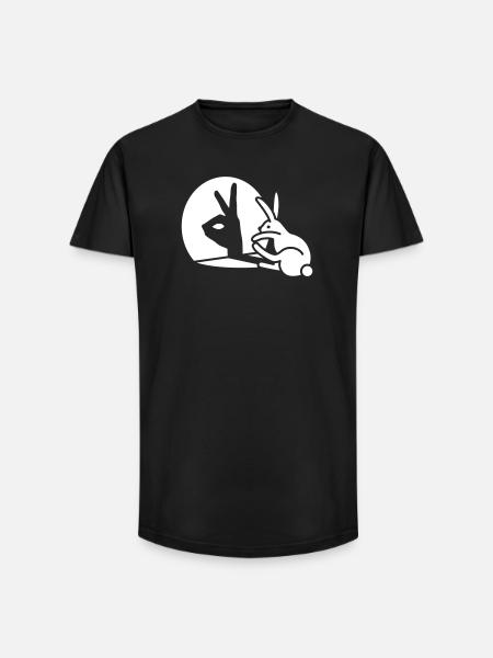 Funny Rabbit Hand Shadow Projection Rabbit - Long Fit Men's T-Shirt - black