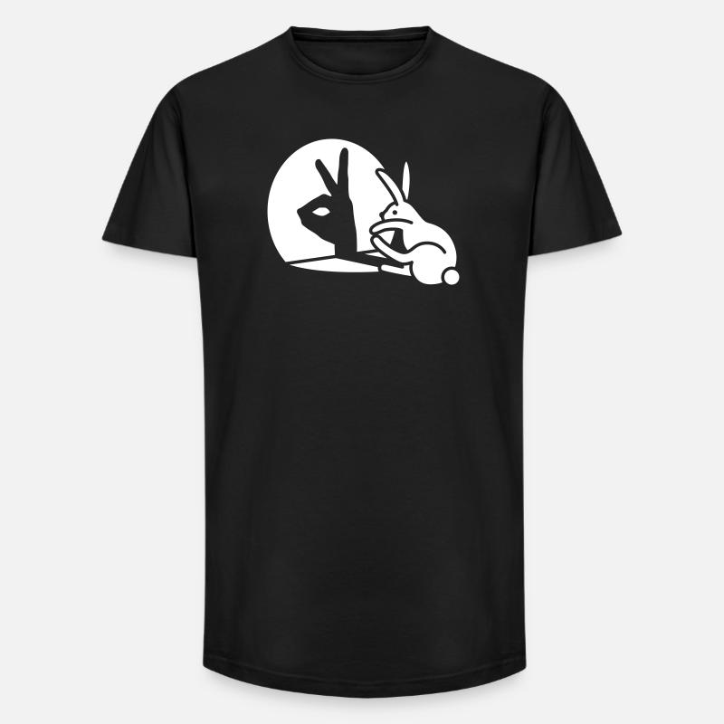 Funny Rabbit Hand Shadow Projection Rabbit - Long Fit Men's T-Shirt - black
