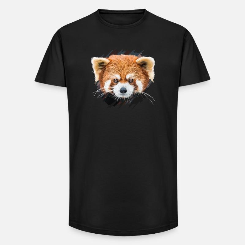Roter Panda - Long Fit Männer T-Shirt - Schwarz
