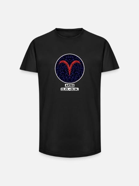 Aries 21.03.-20.04. - Long Fit Men's T-Shirt - black