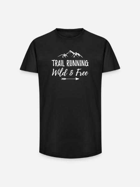Trail Running – Wild and Free - Long Fit Men's T-Shirt - black