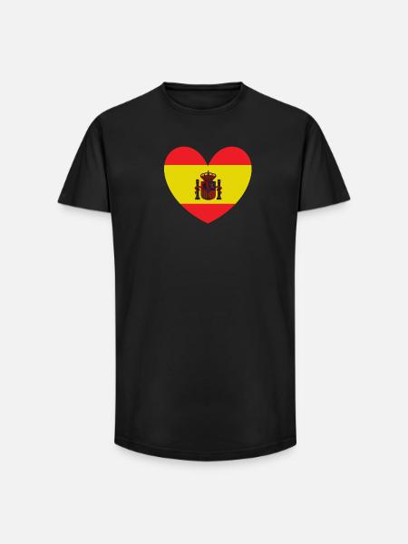 Heart Flag of Spain - Long Fit Men's T-Shirt - black