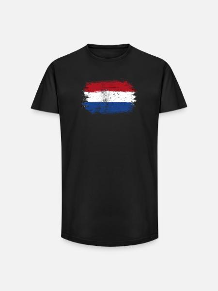 Dutch Flag Brush Stroke - Long Fit Men's T-Shirt - black