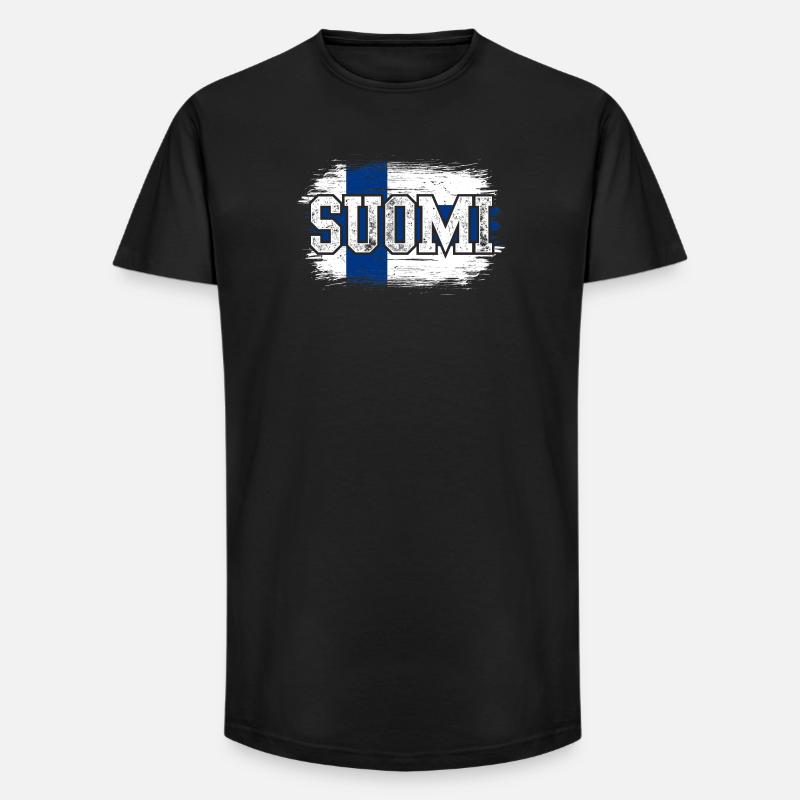 Suomi - Long Fit Männer T-Shirt - Schwarz