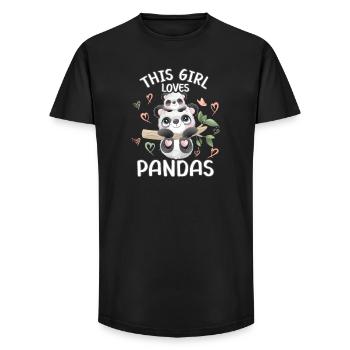 Cette fille aime les pandas - T-shirt coupe longue homme - noir - Devant - AI Model Male 185 light (185cm)