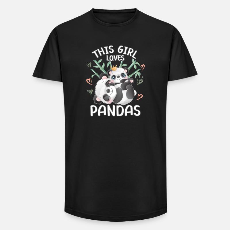 Dieses Maedchen Liebt Pandas - Long Fit Männer T-Shirt - Schwarz