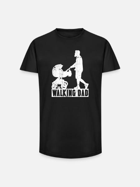 Walking Dad Silhouette with Stroller - Long Fit Men's T-Shirt - black