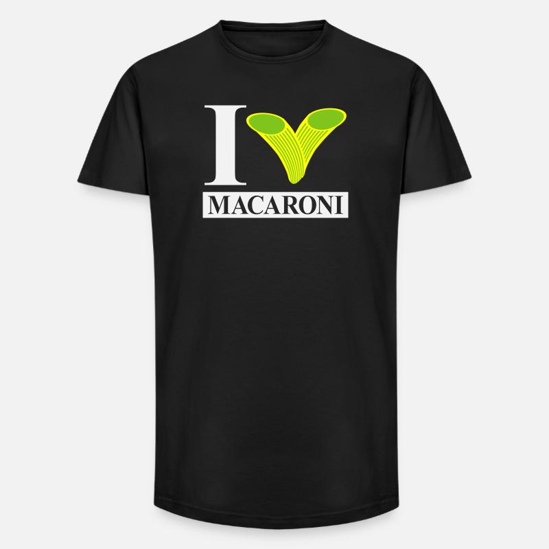 J’adore les macaronis - T-shirt coupe longue homme - noir