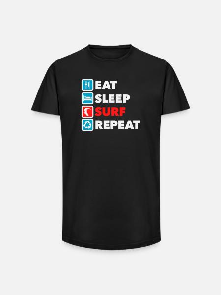 Eat Sleep Surf Repeat - Long Fit Men's T-Shirt - black