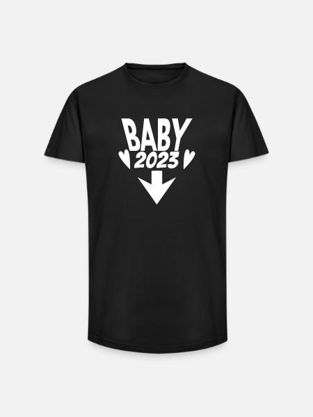 Bébé 2023 Grossesse enceinte - T-shirt coupe longue homme - noir
