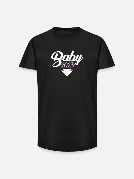 Fille enceinte 2023 - T-shirt coupe longue homme - noir