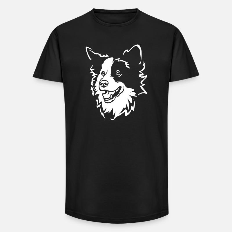 Border Collie Kopf "Black Edition" - Long Fit Männer T-Shirt - Schwarz