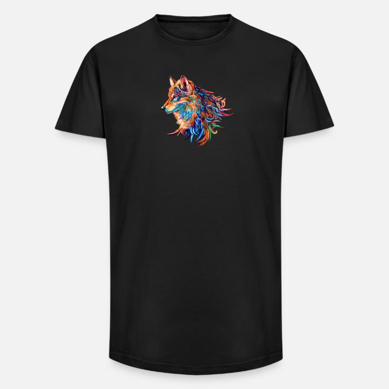 Wolf - Long Fit Men's T-Shirt - black