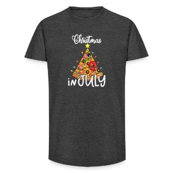 Pizza Christmas in July - Long Fit Men's T-Shirt - charcoal grey - Front - AI Model Male 185 light (185cm)