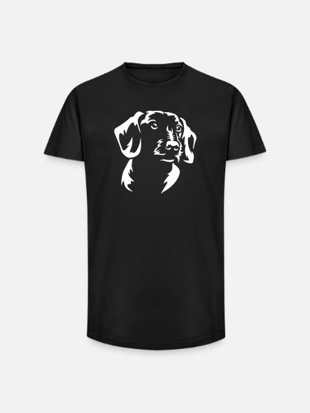 Tête de teckel « Black Edition » - T-shirt coupe longue homme - noir