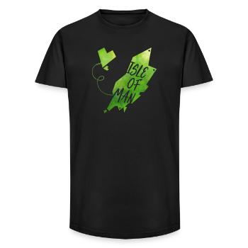 Île de Man - T-shirt coupe longue homme - noir - Devant - AI Model Male 185 light (185cm)