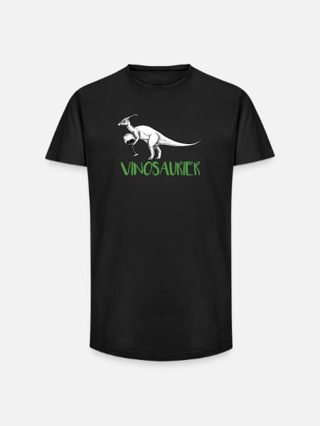 Vinosaurier – lustiges Weinmotiv - Long Fit Männer T-Shirt - Schwarz