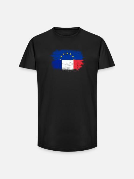 Brushstroke EU France Flag Mashup - Long Fit Men's T-Shirt - black