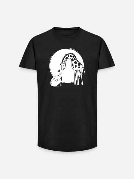 Giraffe und Igel Liebe - Long Fit Männer T-Shirt - Schwarz