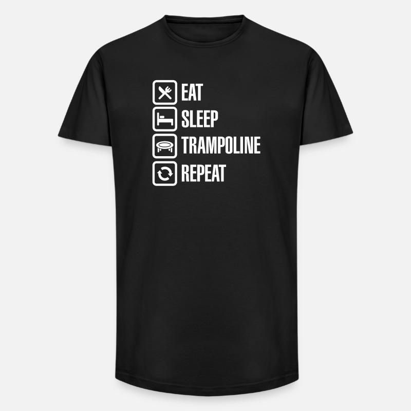 Trampolin Springen Eat Sleep Trampoline Repeat - Long Fit Männer T-Shirt - Schwarz
