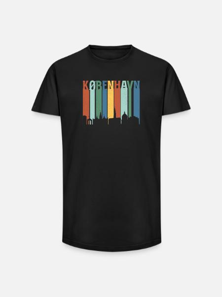 København Neon Skyline Pattern - Long Fit Men's T-Shirt - black