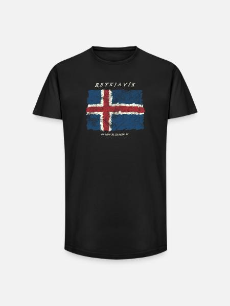 Iceland Reykjavik - Long Fit Men's T-Shirt - black