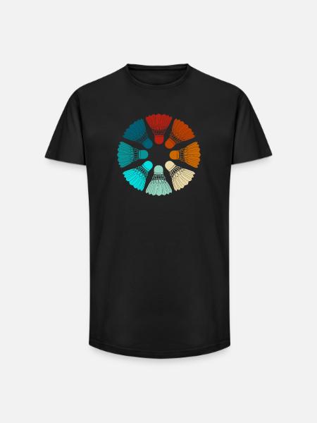 Badminton - Federbälle bunt - Long Fit Männer T-Shirt - Schwarz