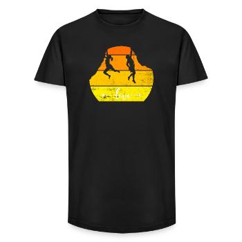 Klettern Retro Love Design. Kletterpaar. - Long Fit Männer T-Shirt - Schwarz - Vorne - AI Model Male 185 light (185cm)