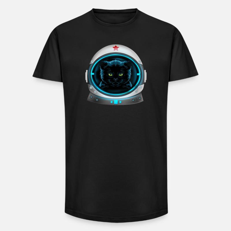 angry space cat astronaut - Long Fit Men's T-Shirt - black
