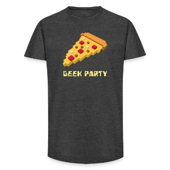 Geek Party Pizza Pixel: Retro 8-Bit-Gaming-Geschenk - Long Fit Männer T-Shirt - Anthrazit - Vorne - AI Model Male 185 light (185cm)