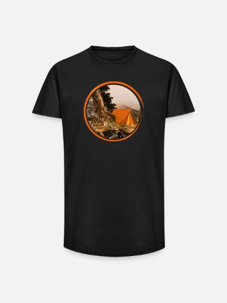 nostalgic tent - camping in nature - Long Fit Men's T-Shirt - black