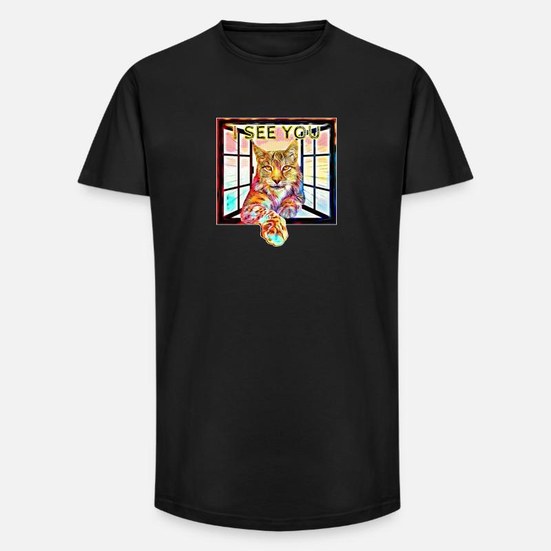 Der Luchs mit seinem Durchblick - Long Fit Männer T-Shirt - Schwarz