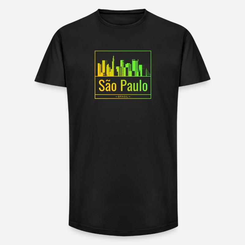 São Paulo skyline in neon gradient - Long Fit Men's T-Shirt - black