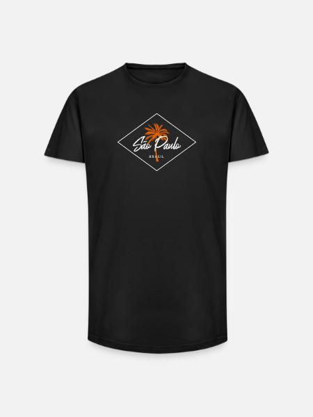 Sao Paulo Palm Logo - Long Fit Men's T-Shirt - black