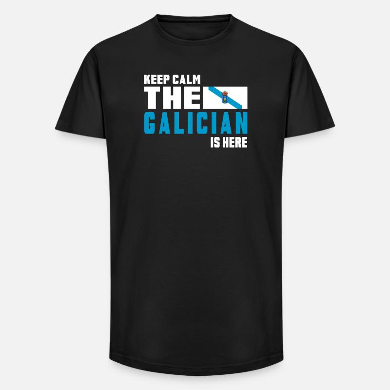 keep calm Galicia flags design - Long Fit Men's T-Shirt - black