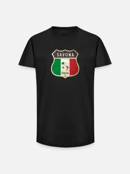 Savone Italie Armoiries Drapeaux Design - T-shirt coupe longue homme - noir
