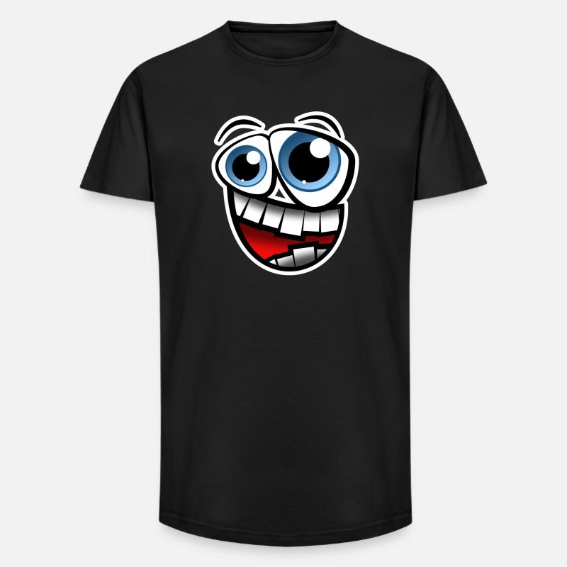 Gesicht Comic - Long Fit Männer T-Shirt - Schwarz